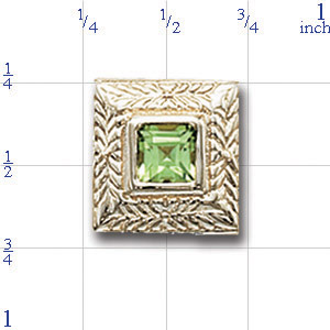 AC399 14K SQUARE SLIDE WITH BEZEL SQ PERIDOT 